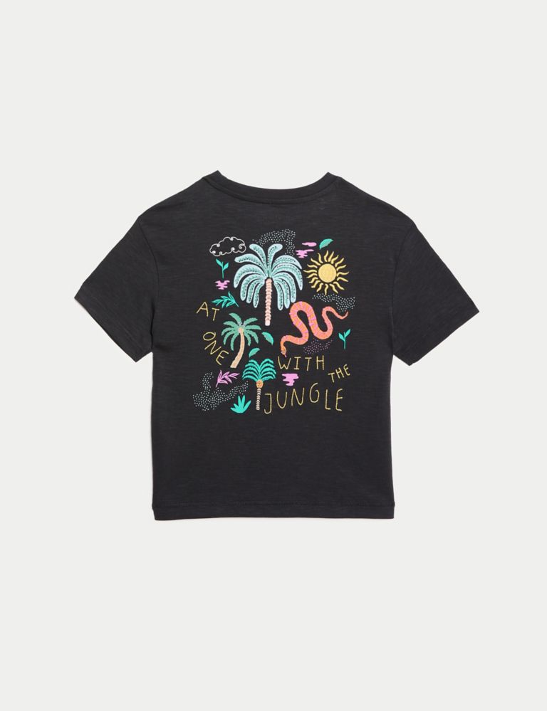 Pure Cotton Jungle Embroidered T-Shirt (2-8 Yrs) 2 of 2