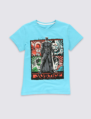 Pure Cotton Justice League Faces T-Shirt (5-14 Years) Image 2 of 3