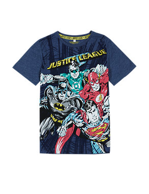 Pure Cotton Justice League Print T-Shirt (5-14 Years) Image 2 of 3