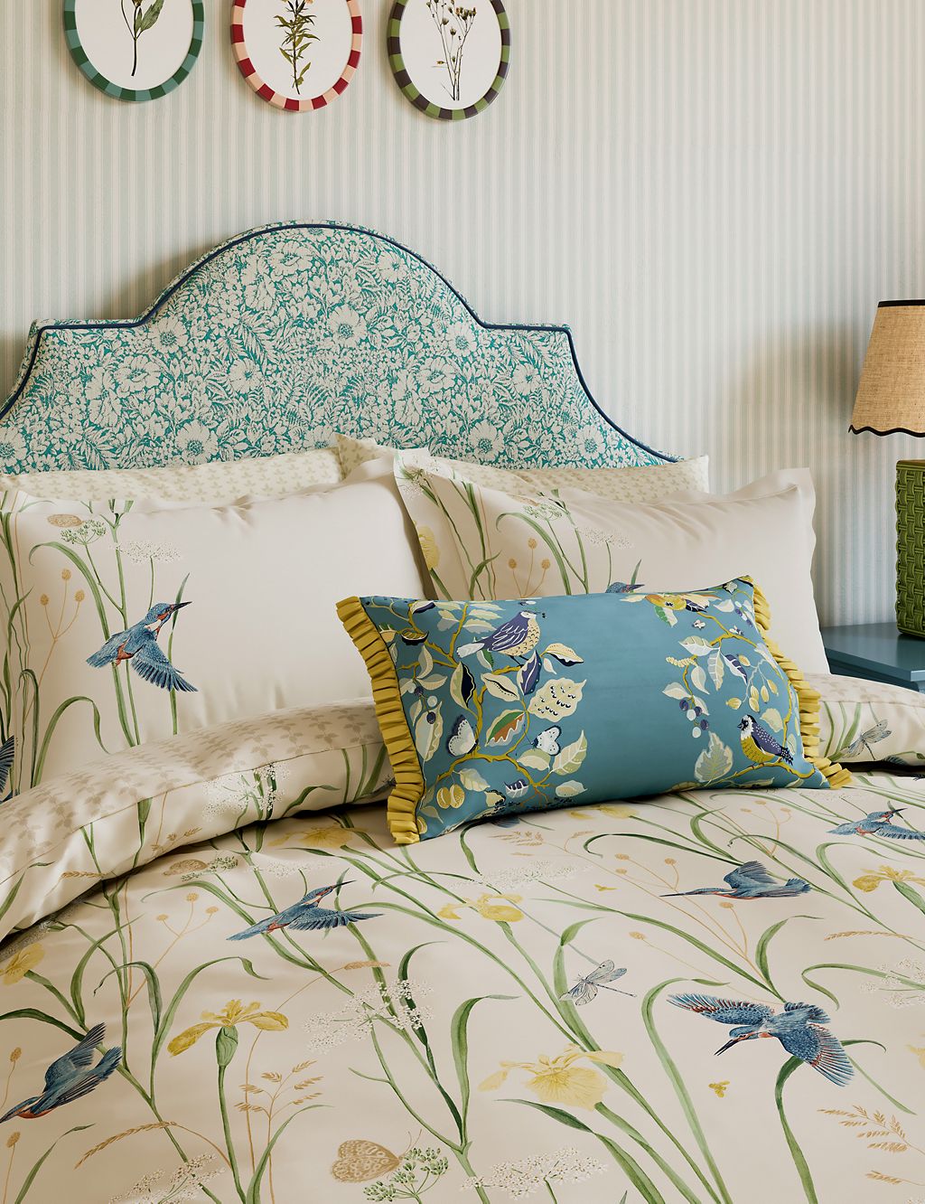 Pure Cotton Kingfisher & Iris Bedding Set 1 of 4
