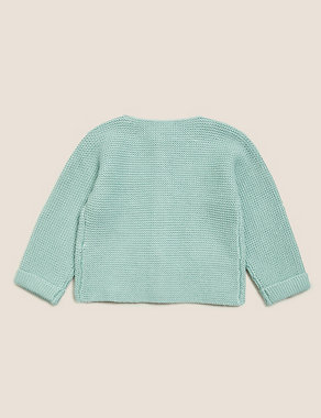 Pure Cotton Knitted Cardigan (0-12 Mths) Image 2 of 3