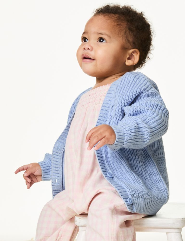 Pure Cotton Knitted Cardigan (0-3 Yrs) 1 of 6