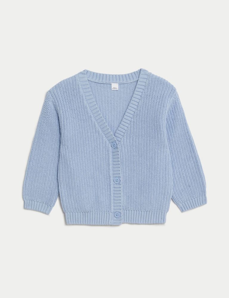 Pure Cotton Knitted Cardigan (0-3 Yrs) 2 of 6