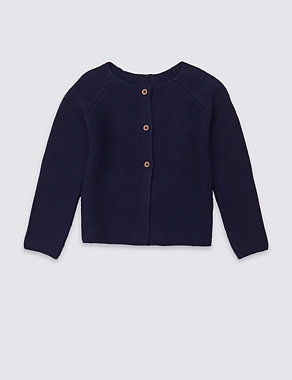 Pure Cotton Knitted Cardigan (3 Months - 7 Years) Image 2 of 3