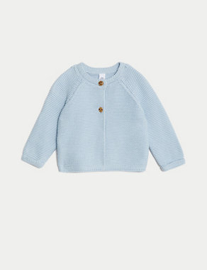 Pure Cotton Knitted Cardigan (7lbs-1 Yrs) Image 2 of 6