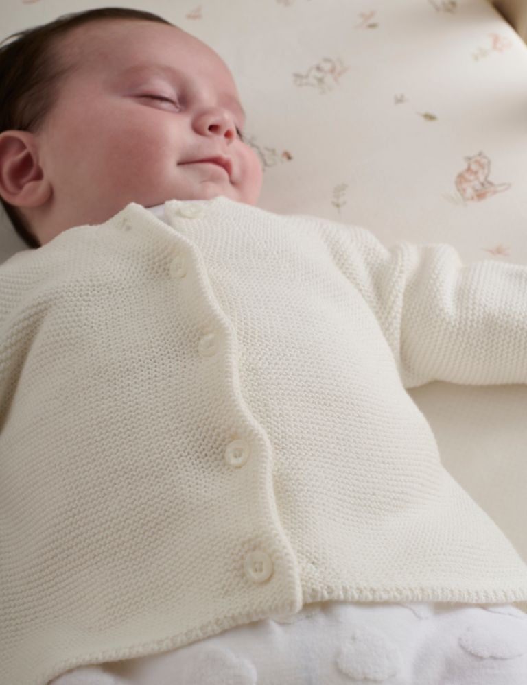 Pure Cotton Knitted Cardigan (7lbs-9 Mths) 3 of 3
