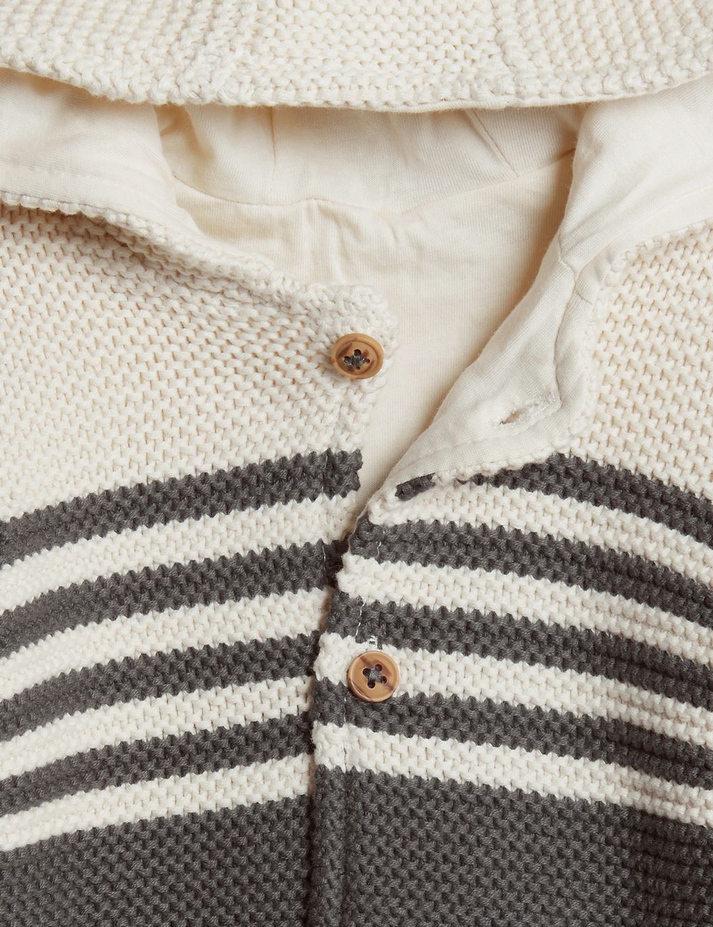 Pure Cotton Knitted Chunky Striped Cardigan (0-3 Yrs) 4 of 6