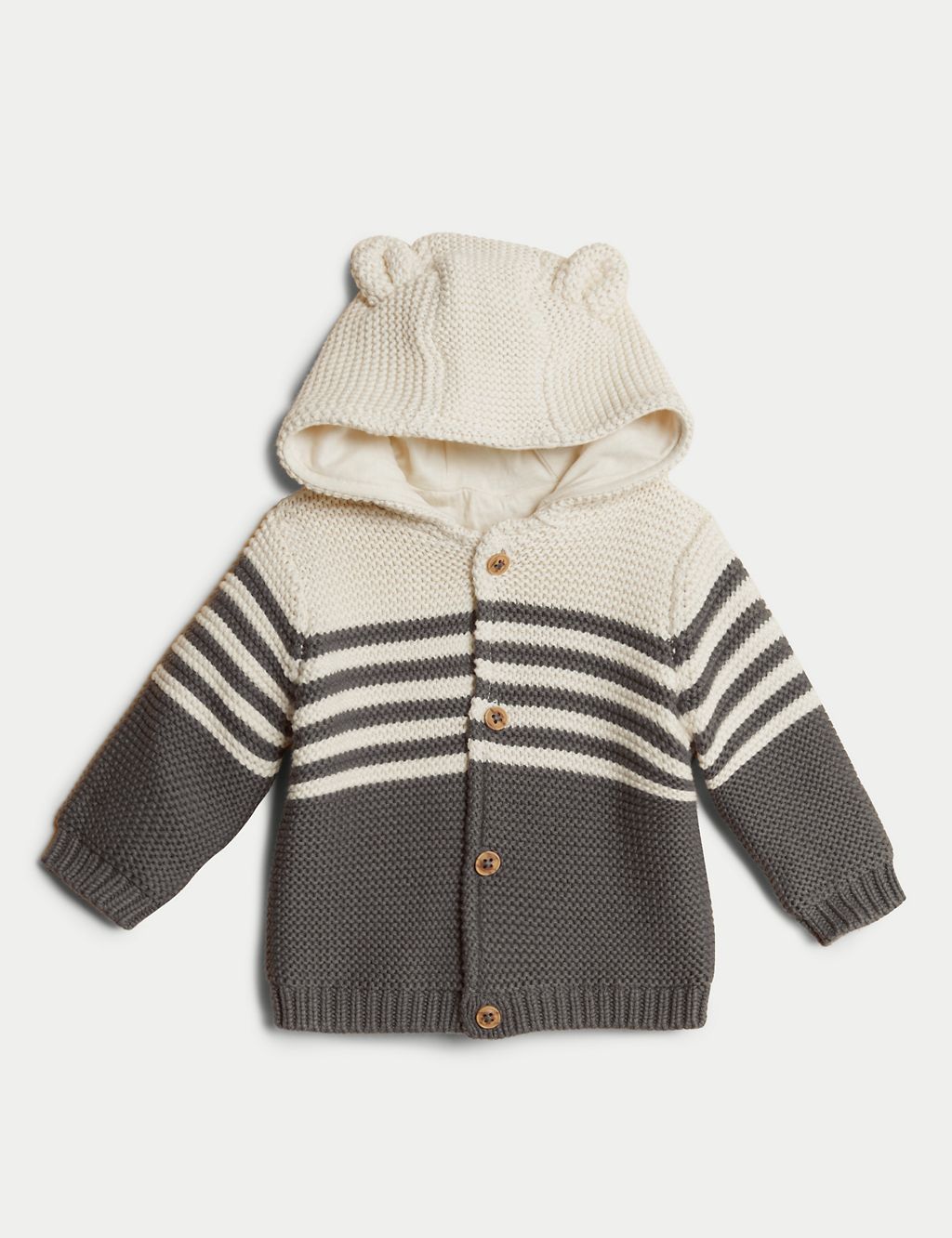 Pure Cotton Knitted Chunky Striped Cardigan (0-3 Yrs) 1 of 6