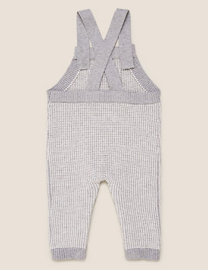Pure Cotton Knitted Dungarees (0-3 Yrs) Image 2 of 3