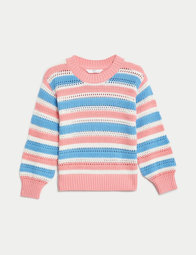 Pure Cotton Knitted Floral Jumper (2-8 Yrs) 2 of 4