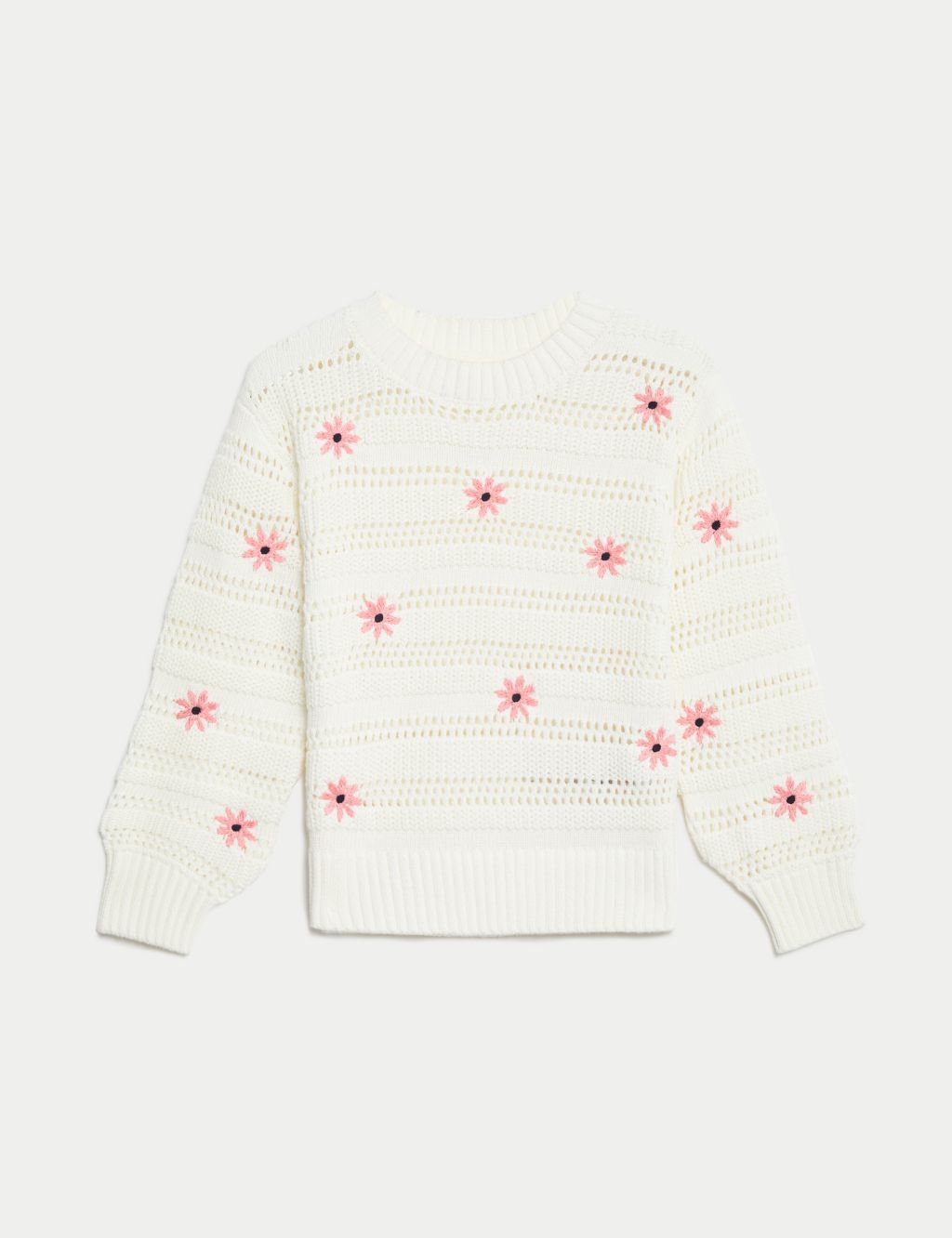 Pure Cotton Knitted Floral Jumper (2-8 Yrs) 1 of 4