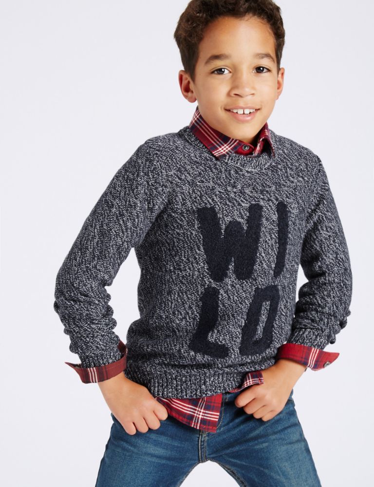 Pure Cotton Knitted Jumper (3-14 Years) 1 of 5