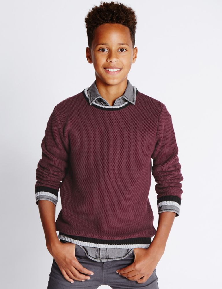 Pure Cotton Knitted Jumper (5-14 Years) 1 of 5