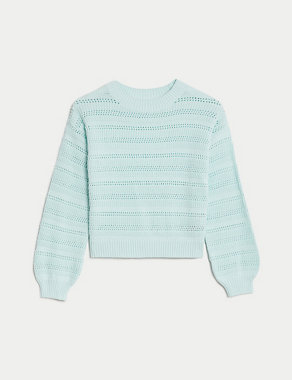 Pure Cotton Knitted Jumper (6-16 Yrs) Image 2 of 4