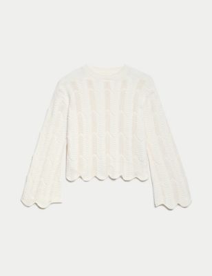 Pure Cotton Knitted Jumper (6-16 Yrs) Image 2 of 5