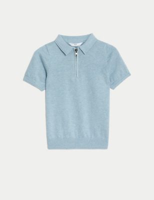 Pure Cotton Knitted Polo Shirt (2-8 Yrs) Image 2 of 4