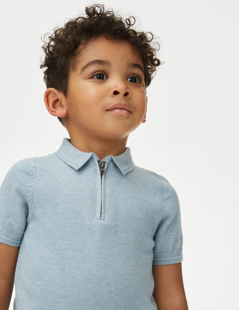 Pure Cotton Knitted Polo Shirt (2-8 Yrs) 1 of 4