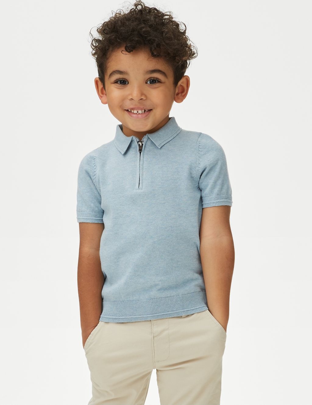Pure Cotton Knitted Polo Shirt (2-8 Yrs) 2 of 4