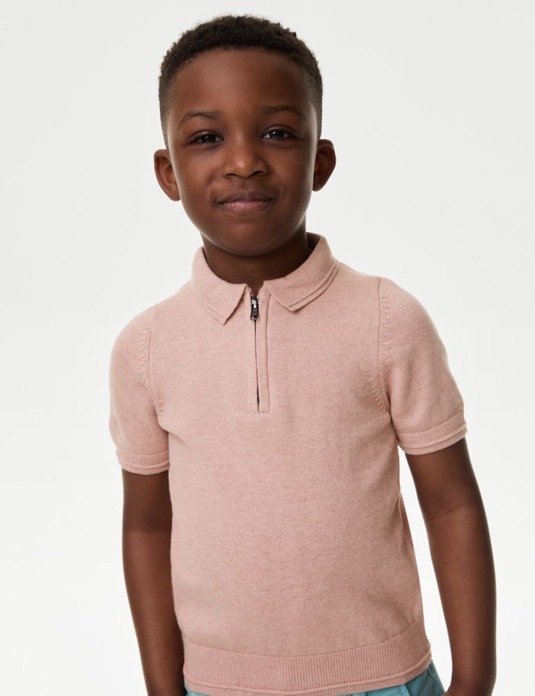 Pure Cotton Knitted Polo Shirt (2-8 Yrs) 1 of 4