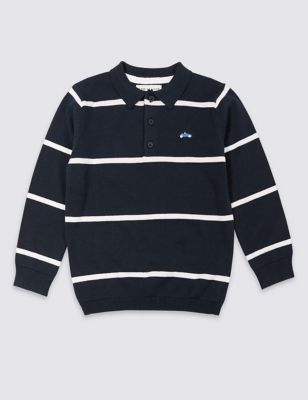 Pure Cotton Knitted Polo Shirt (3 Months - 7 Years) Image 2 of 3