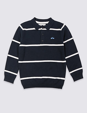 Pure Cotton Knitted Polo Shirt (3 Months - 7 Years) Image 2 of 3