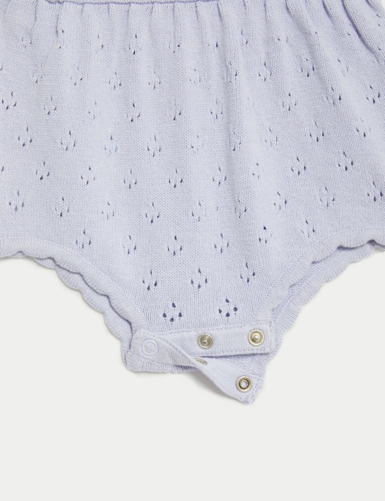 Pure Cotton Knitted Romper (0-12 Mths) 4 of 6