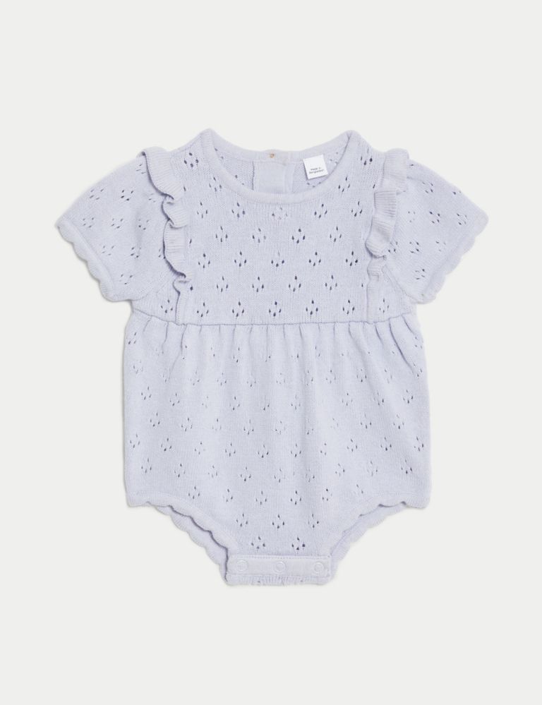 Pure Cotton Knitted Romper (0-12 Mths) 2 of 6