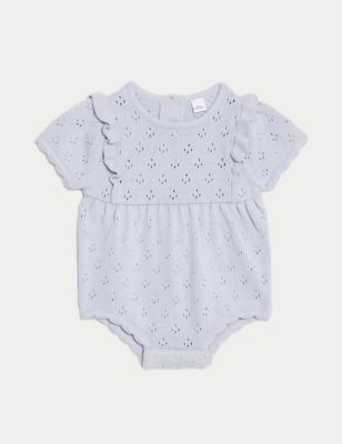 Pure Cotton Knitted Romper (7lbs-1 Yrs) Image 2 of 6