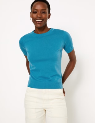 Short sleeve sweater top sale