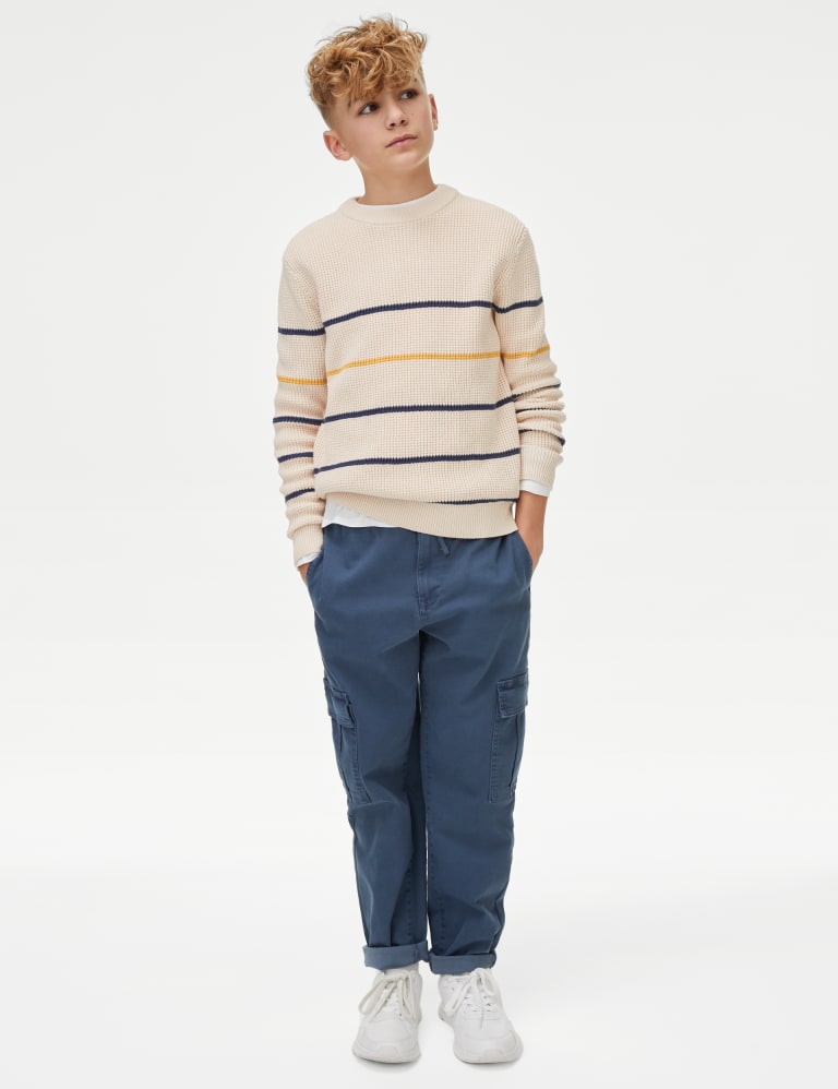 Pure Cotton Striped Waffle Sweatshirt, M&S Collection