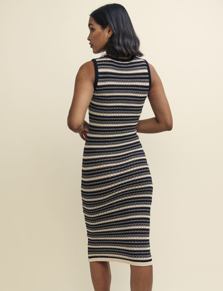 Pure Cotton Knitted Striped Midi Dress 2 of 4