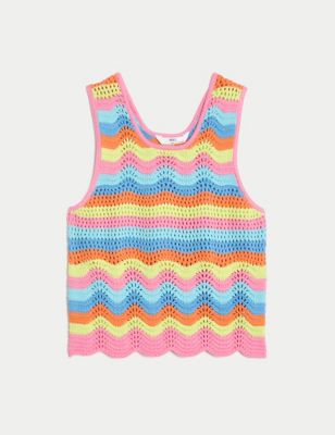 Pure Cotton Knitted Striped Vest (6-16 Yrs) Image 2 of 5