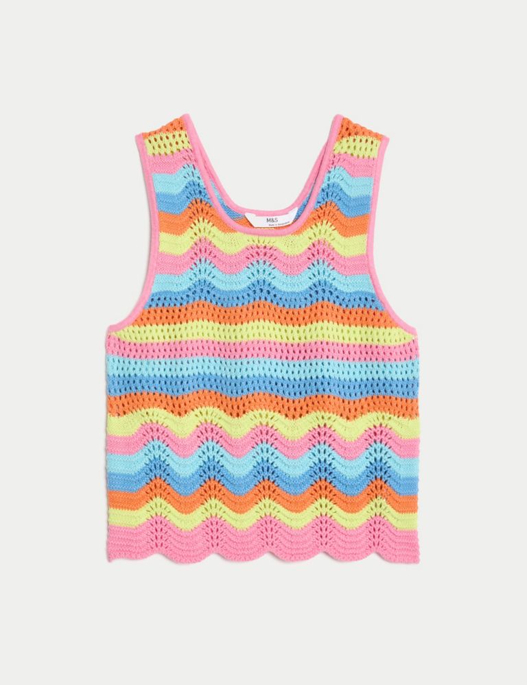 Pure Cotton Knitted Striped Vest (6-16 Yrs) 2 of 5