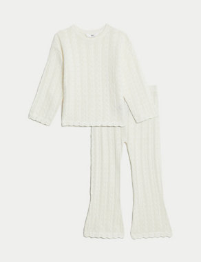 Pure Cotton Knitted Top & Bottom Outfit (2-8 Yrs) Image 2 of 6