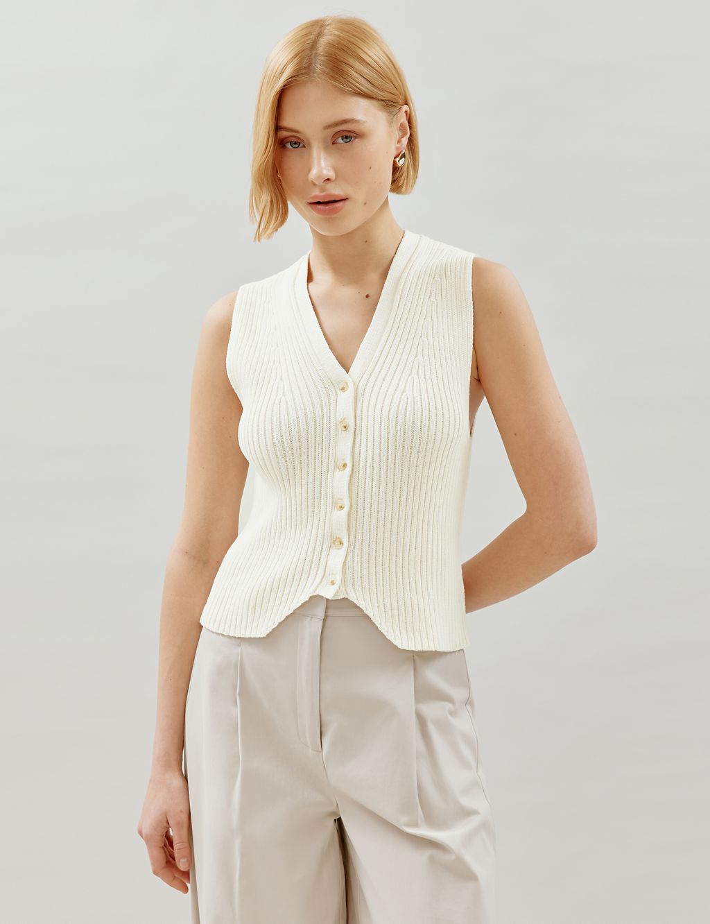 Pure Cotton Knitted Waistcoat 3 of 5