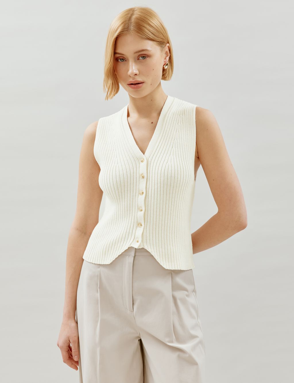 Pure Cotton Knitted Waistcoat 3 of 5