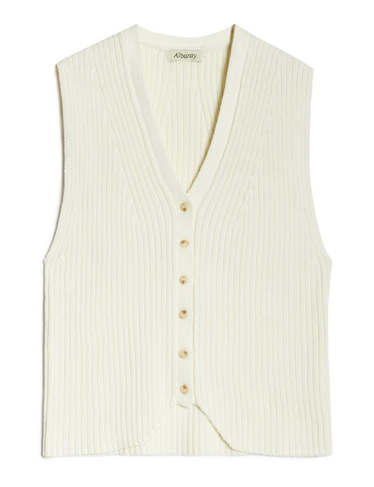 Pure Cotton Knitted Waistcoat 2 of 5