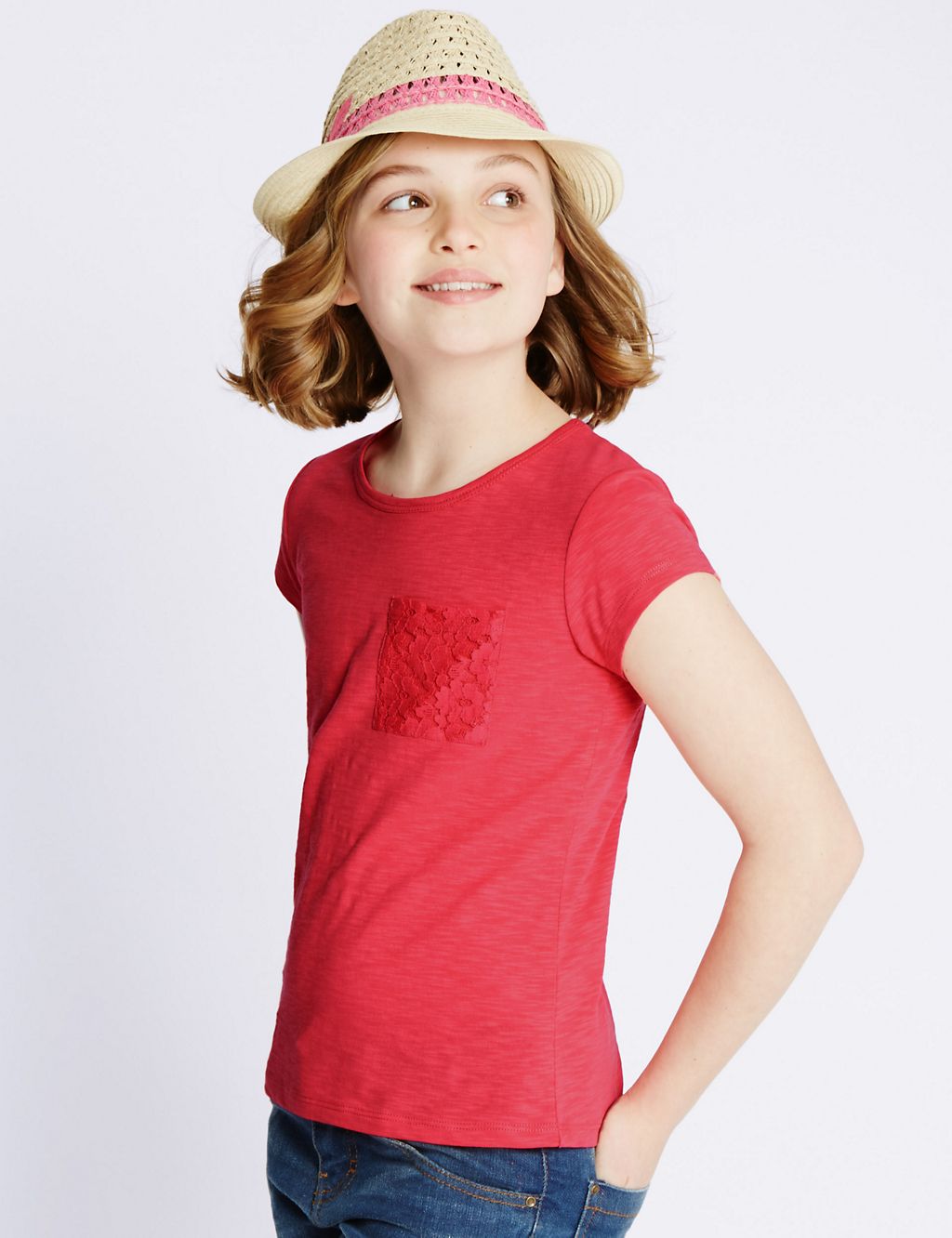 Pure Cotton Lace Back T-Shirt (5-14 Years) 3 of 3