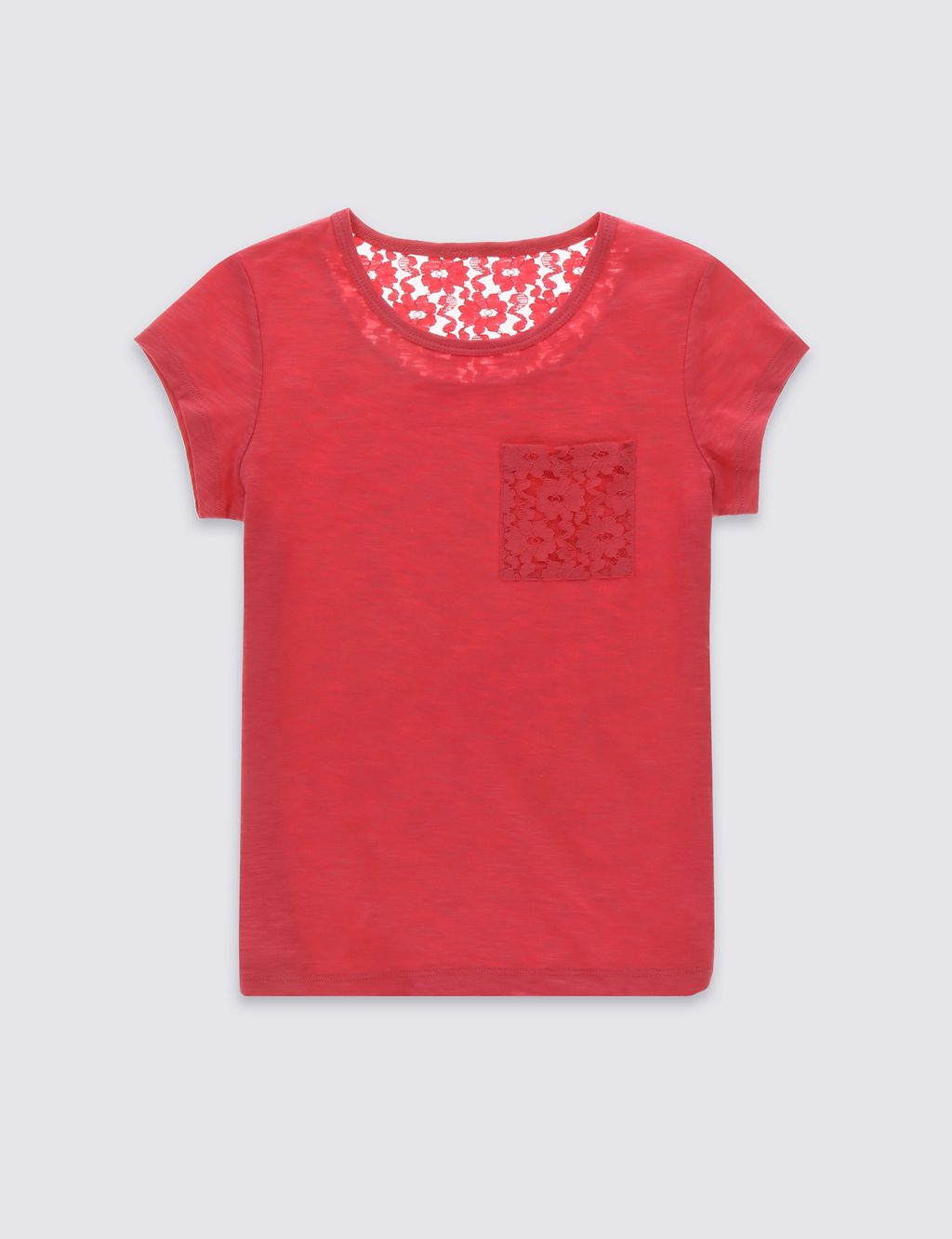 Pure Cotton Lace Back T-Shirt (5-14 Years) 1 of 3