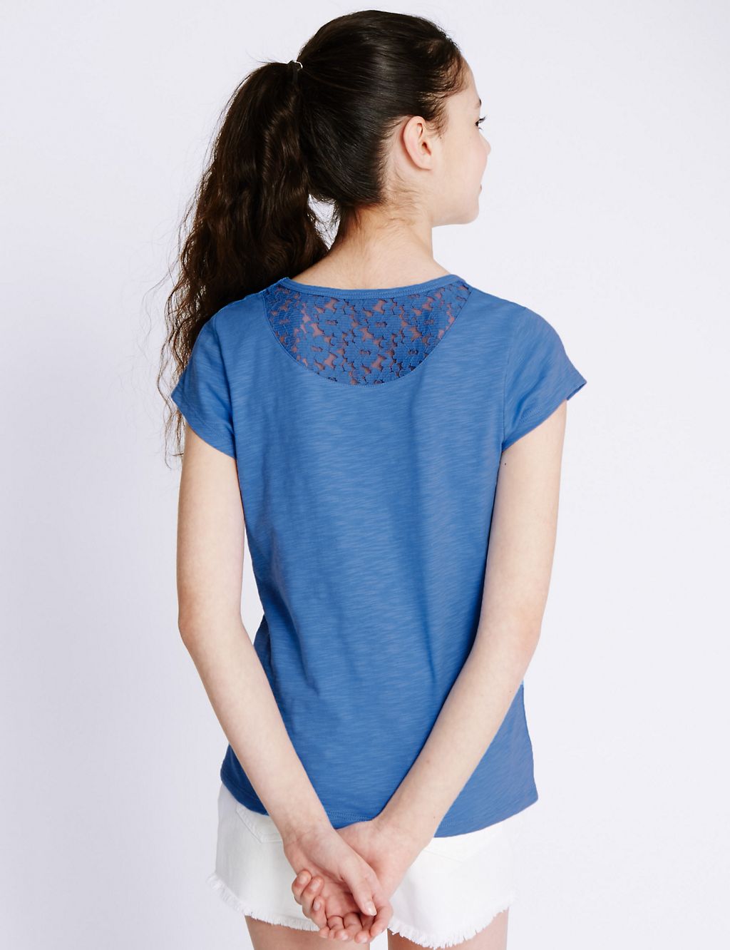 Pure Cotton Lace Back T-Shirt with StayNEW™ (5-14 Years) 2 of 3