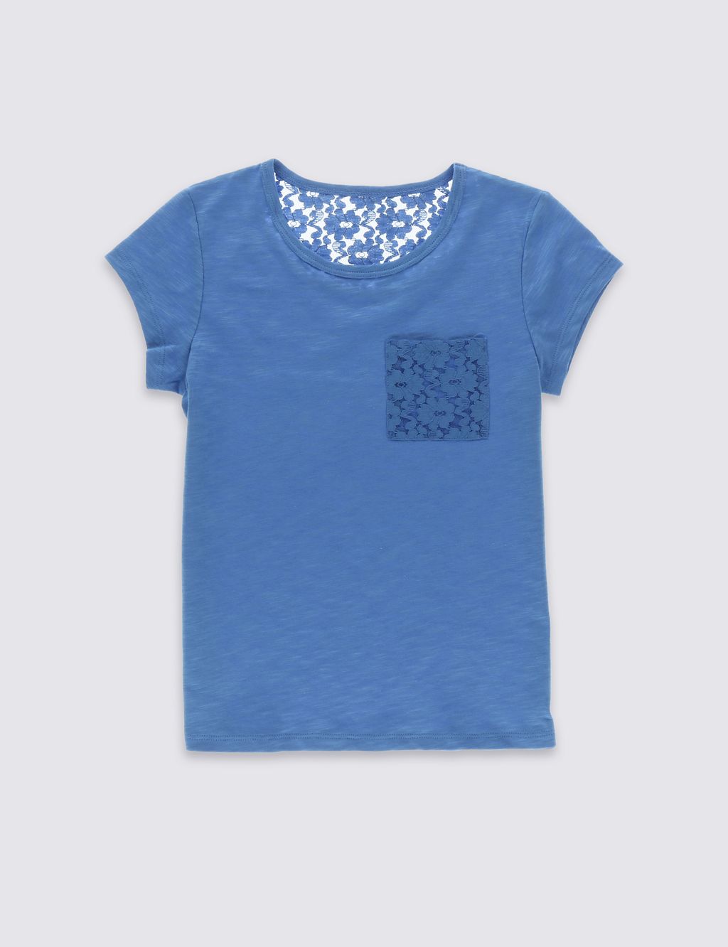 Pure Cotton Lace Back T-Shirt with StayNEW™ (5-14 Years) 1 of 3