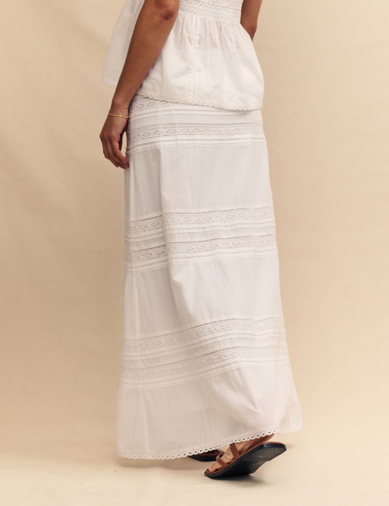 Pure Cotton Lace Detail Maxi Tiered Skirt 4 of 5