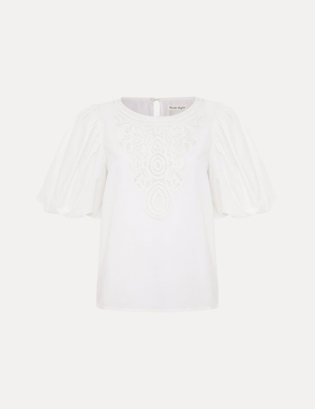 Pure Cotton Lace Detail Puff Sleeve Blouse 1 of 6