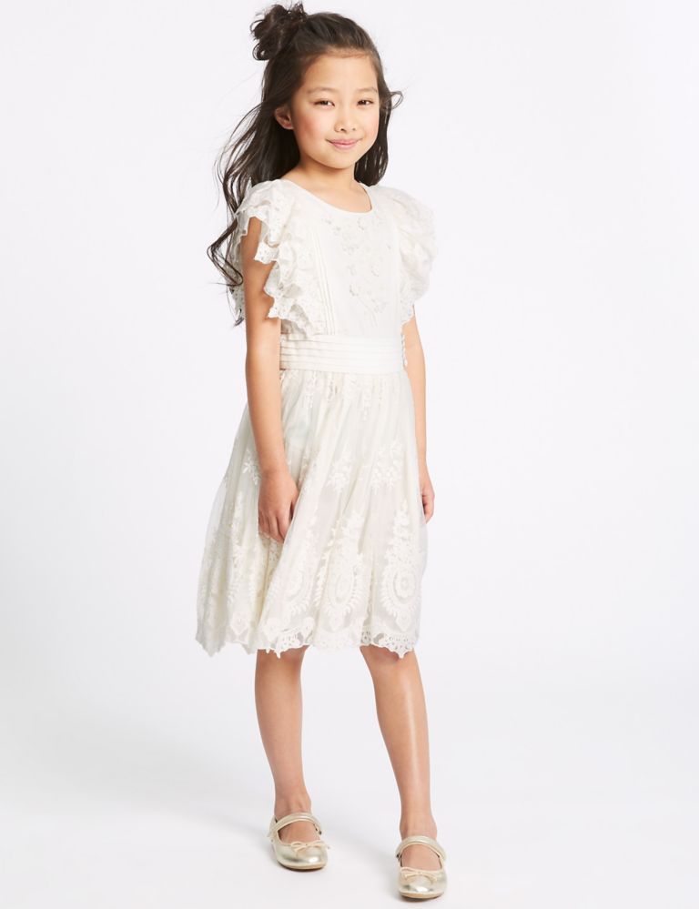 Pure Cotton Lace Dress (3-16 Years) 1 of 6