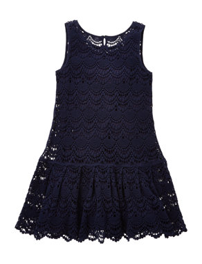 Pure Cotton Lace Girls Dress (5-14 Years) Image 2 of 4