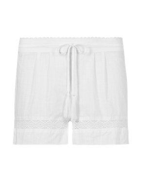 Pure Cotton Lace Insert Shorts Image 2 of 3