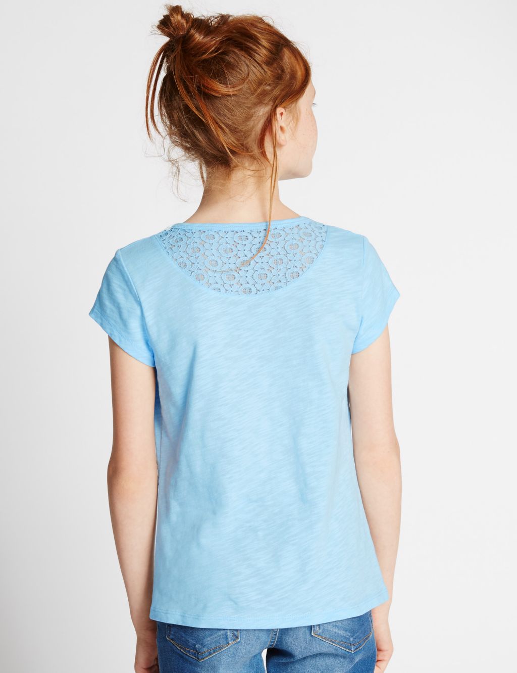 Pure Cotton Lace Pocket T-Shirt (5-14 Years) 2 of 5