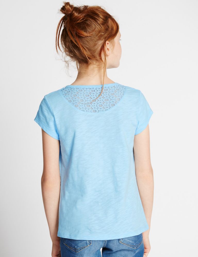 Pure Cotton Lace Pocket T-Shirt (5-14 Years) 3 of 5
