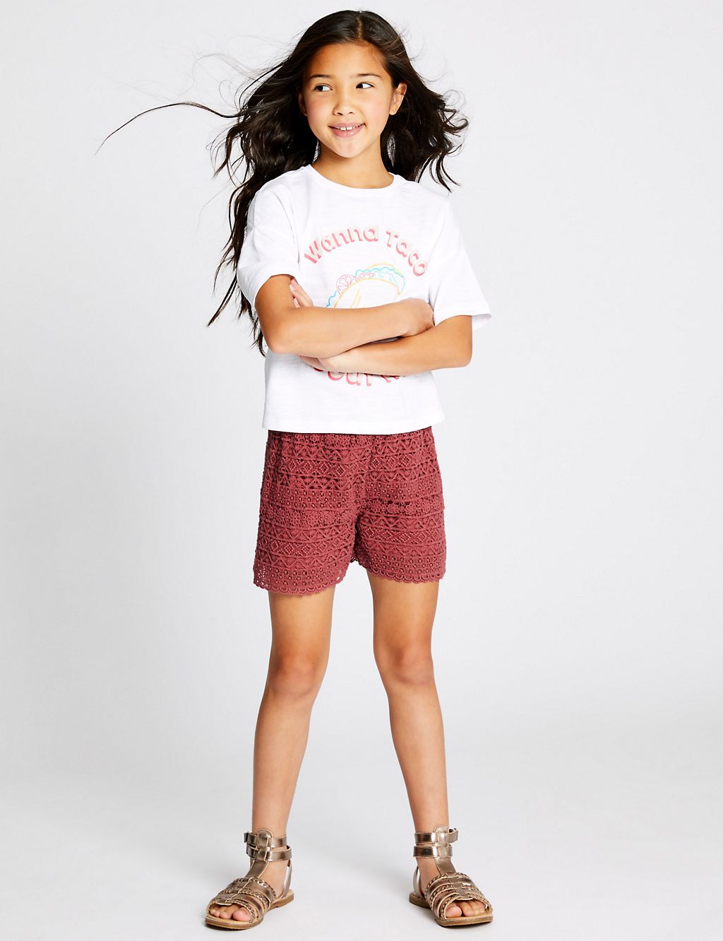 Pure Cotton Lace Shorts (3-16 Years) 3 of 4