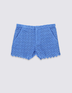 Pure Cotton Lace Shorts (5-14 Years) Image 2 of 3